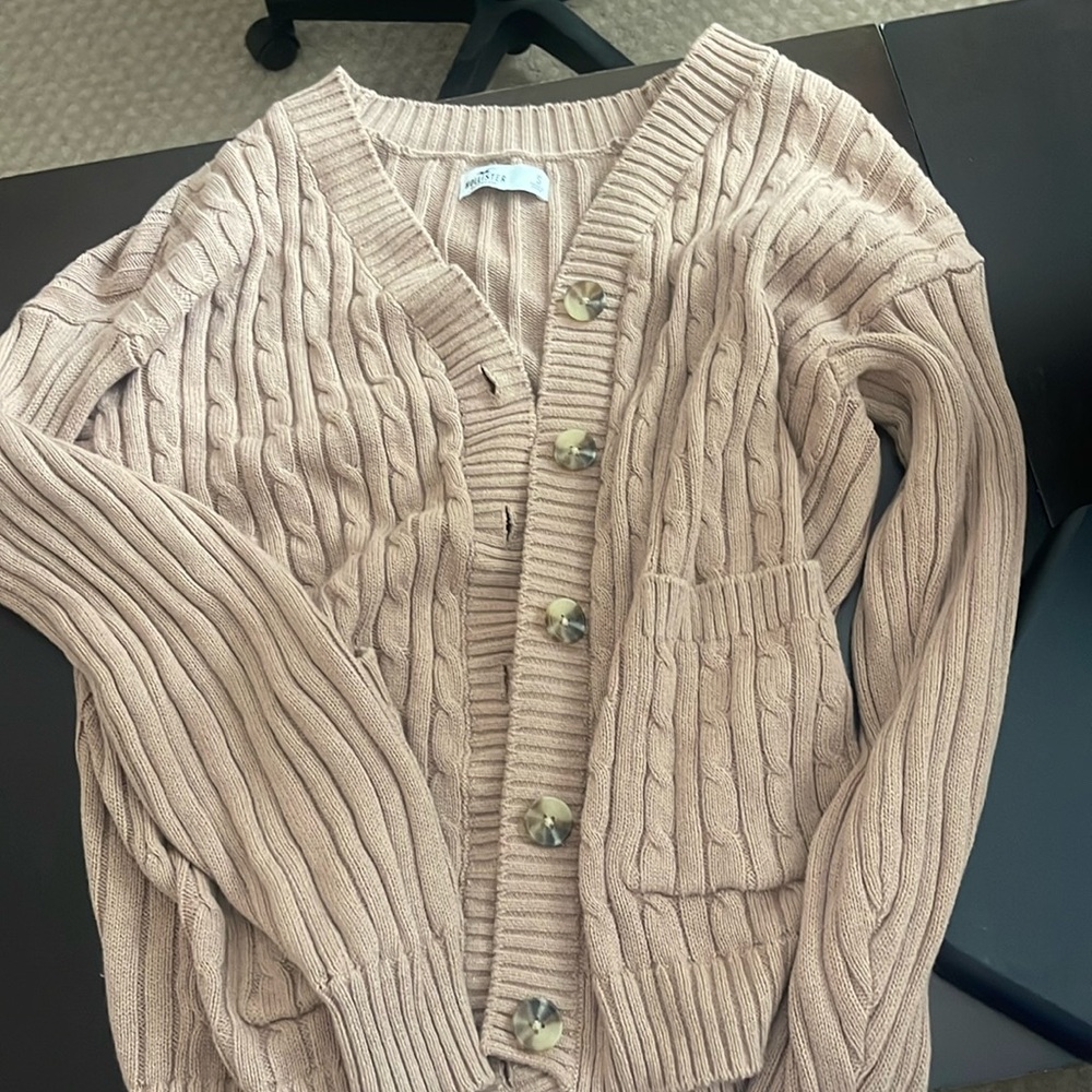 Hollister button up cable knit sweater